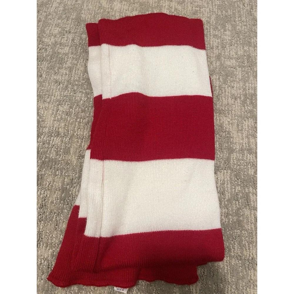 Kellogg's Olympic Red White Striped Knit Acrylic Scarf Logo Accent Winter